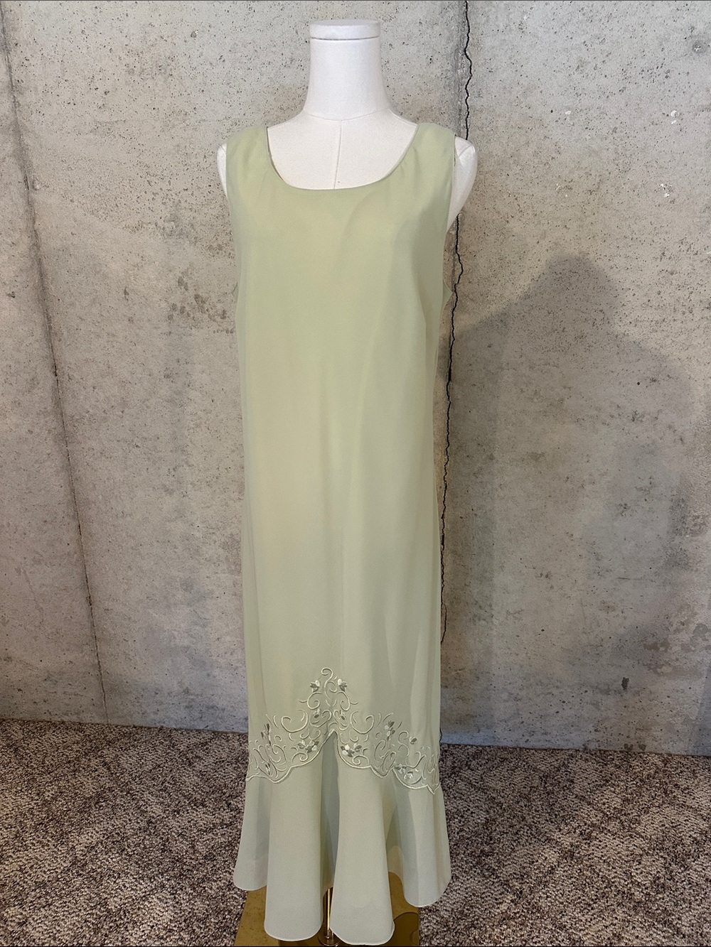 Vintage Plaza South Pastel Green Maxi Slip Dress Romantic Ethereal Size 14